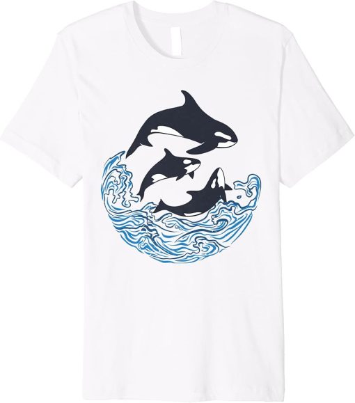 Funny Orca Killer Whales Bouquet, Orca family, Cool Pisces Premium T-Shirt