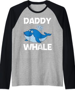 Funny Whale Art For Men Dad Orca Narwhal Blue Whales Raglan Baseball Tee