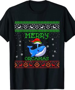 Merry orcamas Ugly Christmas Sweater orca orcaman Santa T-Shirt