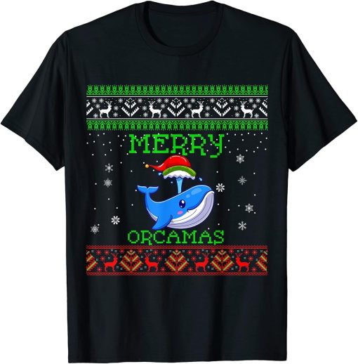 Merry orcamas Ugly Christmas Sweater orca orcaman Santa T-Shirt